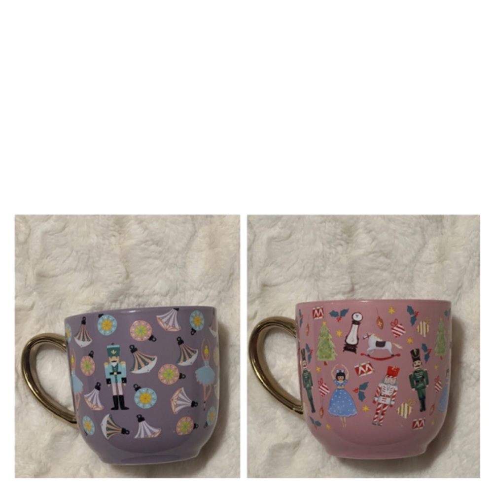NEW Holiday Pink & Purple Nutcracker Ballerina Ballet Mug Set